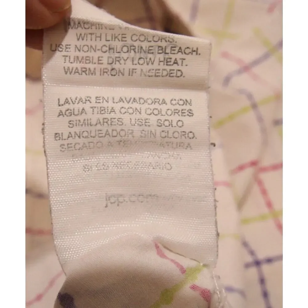 JCP Home Pillowcase Standard Stripe Purple Pink Green White Cotton Blend 31x20